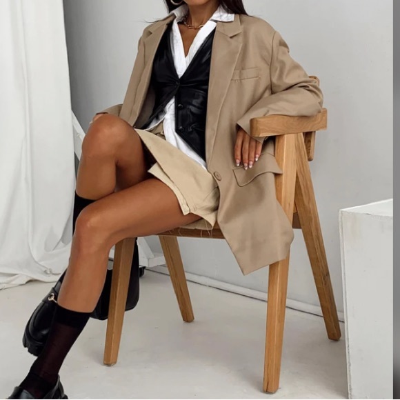 LIONESS WELCOME TO THE JUNGLE BLAZER BEIGE - Picture 6 of 8